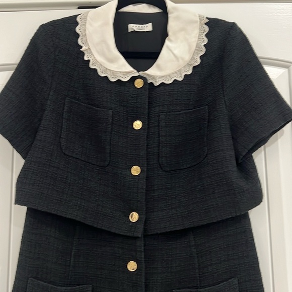 AMAZING! ‘SANDRO Paris’ Peter Pan Collar Black Tweed Dress! Size 42! - Picture 6 of 16